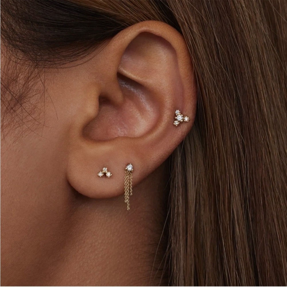 WWAKE 14K GOLD DIAMOND MIST WATERFALL EARRING